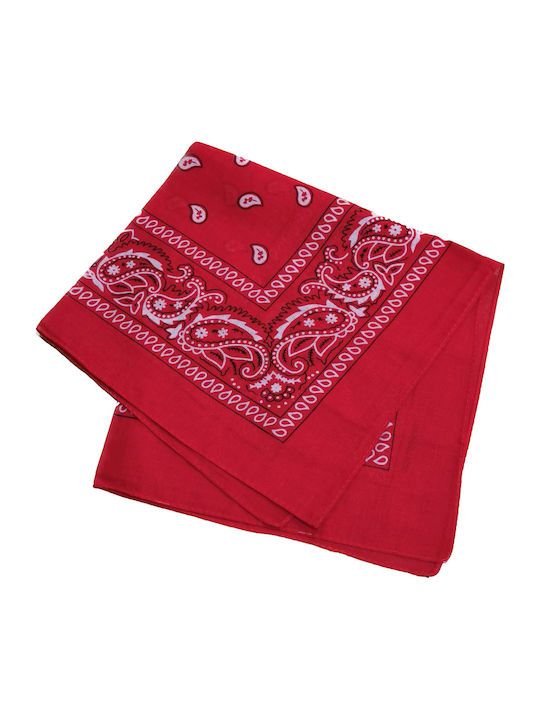 Дамски квадратен шал, червено и бяло