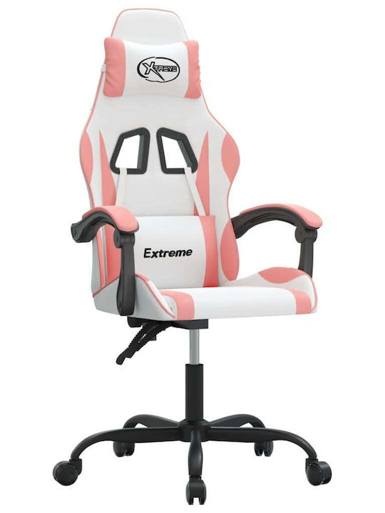 vidaXL 349576 Καρέκλα Gaming Δερματίνης Λευκό/Ροζ