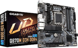 Gigabyte Q670M D3H DDR4 rev. 1.0 Motherboard Micro ATX με Intel 1700 Socket