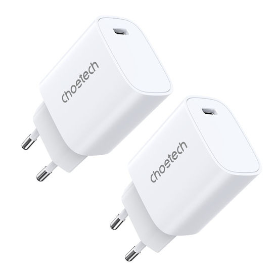 Choetech Incarcător Fără Fir Cu Port USB-C 20W Livrarea Energiei Alb