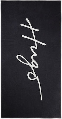 Hugo Boss Handwrittenlogo Strandtuch Baumwolle Schwarz 178x90cm.