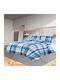 vidaXL Bettbezug-Set Baumwolle Doppelbett mit 2 Kissenbezügen 200x200 Blue / Grey