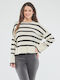 Only Women's Long Sleeve Sweater Striped Beige