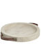 Inart Wooden Round Decorative Tray NATURAL 24x24x3cm