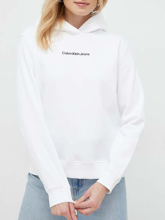 Calvin Klein Γυναικείο Φούτερ με Κουκούλα Λευκό