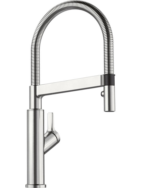 Blanco Solenta-S Kitchen Faucet Counter with Spiral Silver