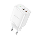 Borofone Charger Without Cable with 2 USB-C Ports 35W Power Delivery Whites (BN9)