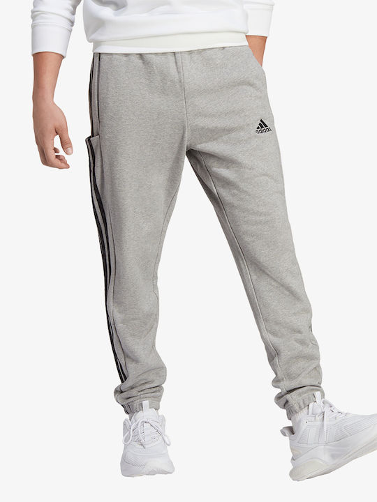 Adidas Essentials French Terry Παντελόνι Φόρμας με Λάστιχο Grey Melange
