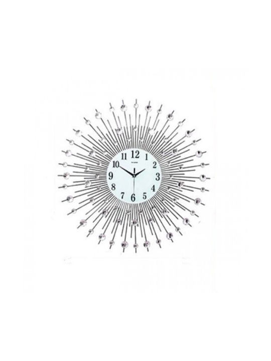 Αντικέ Ρολόι Τοίχου Αθόρυβο Ήλιος με Κρύσταλλα Μεταλλικό 70cm