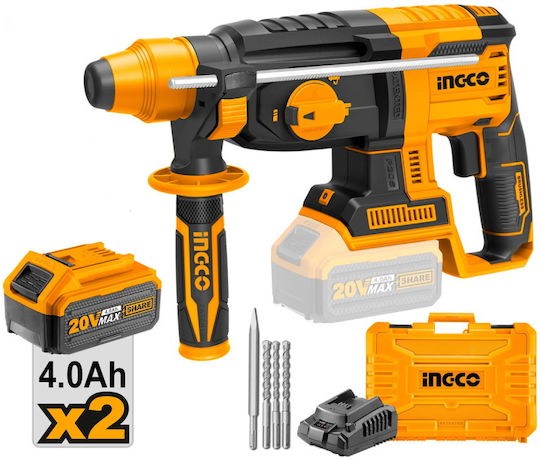 Ingco Κρουστικό Σκαπτικό Πιστολέτο Μπαταρίας Brushless 20V 2x4Ah με Υποδοχή SDS Plus CRHLI202287