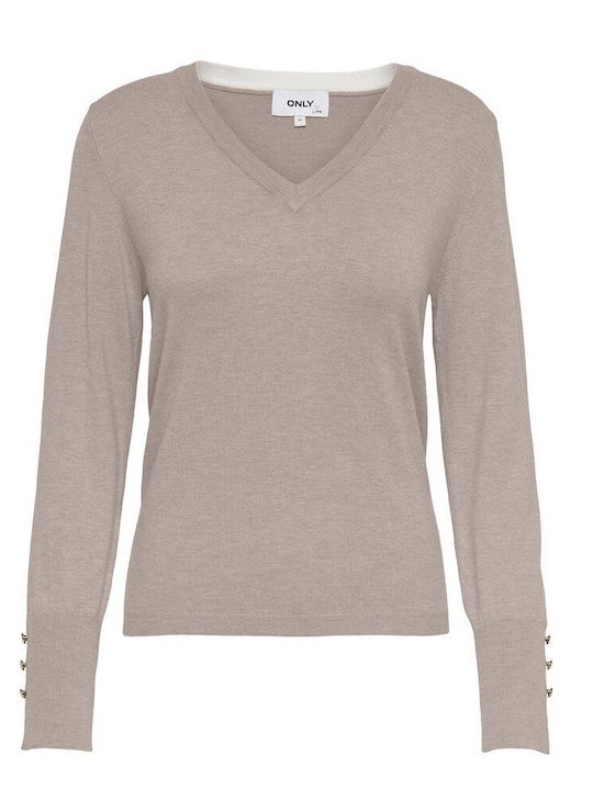 Only Damen Langarm Pullover Beige