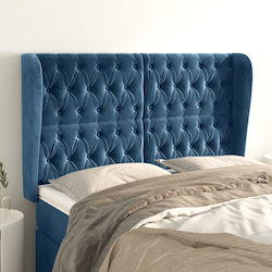 vidaXL Fabric Blue Bed Headboard 147x128cm