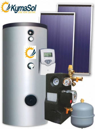 KymaSol KymaSol Wassererhitzungssysteme mit Zwangsumlauf 500lt/8m² Glas mit einem Wechselstromgenerator Doppelte Energie
