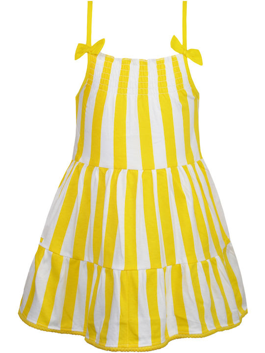 Children's Dress Sleeveless Striped Yellow