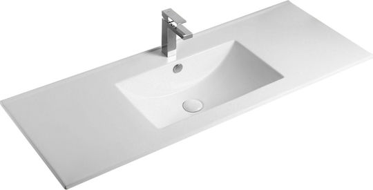Vinci Solid Ένθετος Νιπτήρας Πορσελάνης 121x46.5cm Λευκός