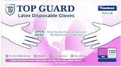 Top Guard Γάντια Λάτεξ Με Πούδρα σε Λευκό Χρώμα 100τμχ