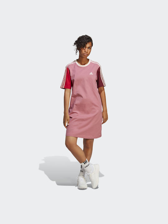Adidas Essentials Καλοκαιρινό Mini T-shirt Φόρεμα Ροζ