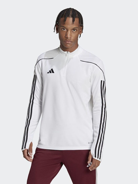 Adidas Ανδρική Μπλούζα με Φερμουάρ Μακρυμάνικη Λευκή