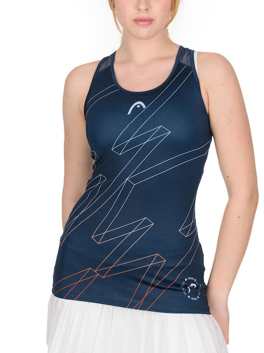 Head Padel Play Tech Women's Athletic Blouse Sleeveless Navy Blue