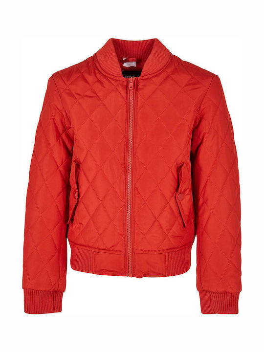 Diamond Quilt Nylon Kinderjacken & Winterjacken Kurze Rote