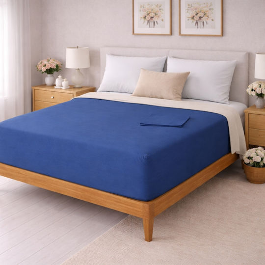 My Home Luxury Sheet Semi Double with Elastic 120x200+30cm. Blue Raff
