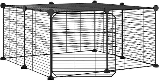 vidaXL Rodent Cage Pet Cage with 12 Panels + Black Door 70x70x35cm