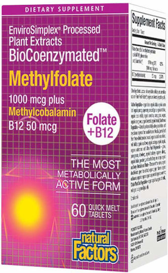Natural Factors BioCoenzymated Methylfolate Vitamin for Nervous System Health 60 Tablets