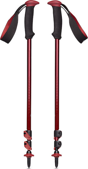 Black Diamond Pair of Telescopic Aluminum Fast Lock Trekking Poles with 3 Sections Red