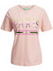 Jack & Jones Γυναικείο T-shirt Silver Pink με Στάμπα