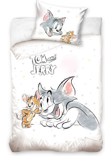 Disney Baby Bettbezug Set mit Kissenbezug Tom and Jerry Gray 100x135cm.