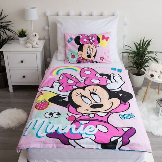 Disney Baby Bettbezug Set mit Kissenbezug Minnie Mouse Rosa 100x135cm.