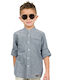 Energiers Kids Striped Linen Shirt Blue