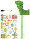 Wooden Kids Growth Height Chart with Design Animals Crocodile Green