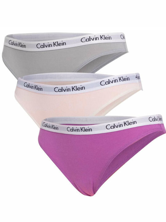 Calvin Klein Βαμβακερά Damen Slip 3Pack Mint-Cr...