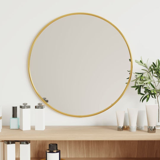 vidaXL Wall Mirror with Gold Plastic Frame Diameter 40cm 1pcs