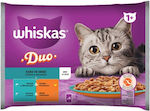 Whiskas Multipouch Duo Υγρή Τροφή για Ενήλικες Γάτες σε Φακελάκι με Ψάρια 85gr 4τμχ