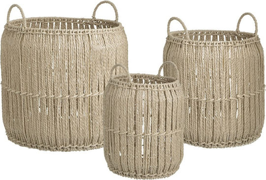 Inart Комплект декоративни кошници с дръжки Beige 40x40бр 3бр