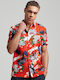 HAWAIIAN Short-sleeved Cotton Shirt Floral Orange