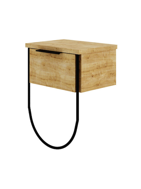 Norfolk Wooden Bedside Table with Metallic Legs 33x25x44cm