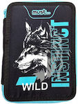 Must Animal Planet Wild Instinct Wolf Pencil Case Full with 2 Compartments Light Blue