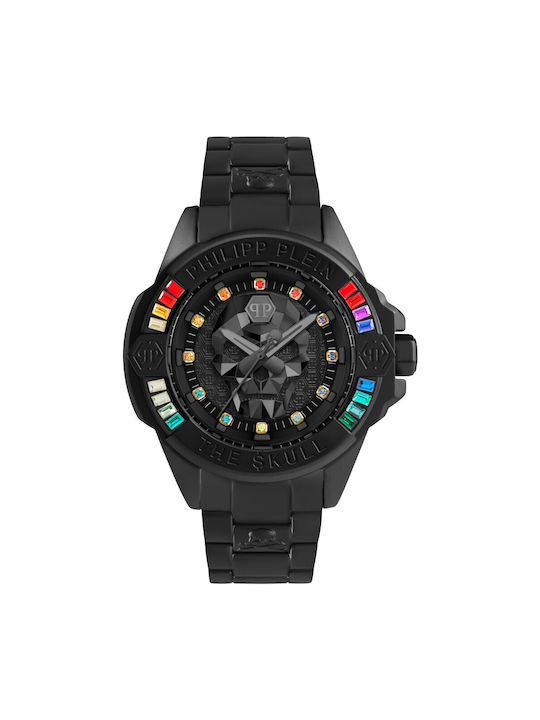 Philipp Plein $kull Digital Watch Battery with Black Rubber Strap