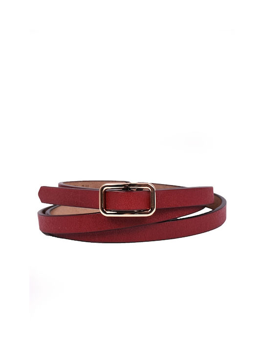 Women's fine leather belt Bordeaux