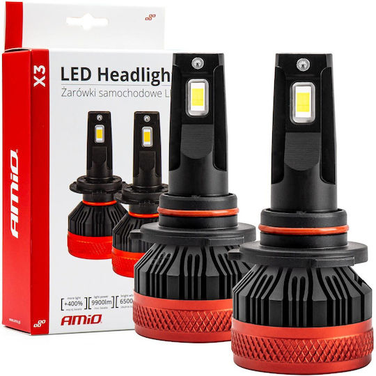 AMiO Λάμπες Αυτοκινήτου X3 HB3-9005 Canbus LED 6500K Ψυχρό Λευκό 90W 2τμχ
