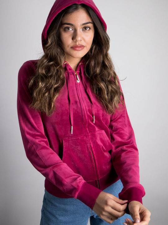 Jachetă hanorac pentru femei Catifea Fuchsia