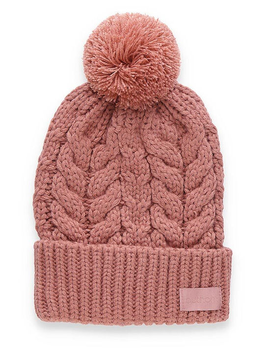 Outhorn Pom Pom Beanie Γυναικείος Σκούφος με Πλεξούδες σε Ροζ χρώμα