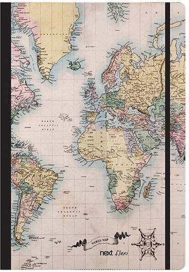 Next Σπιράλ Τετράδια Ριγέ Β5 80 Φύλλων 2 Θεμάτων Trends World Map Ii Πολύχρωμο 3τμχ
