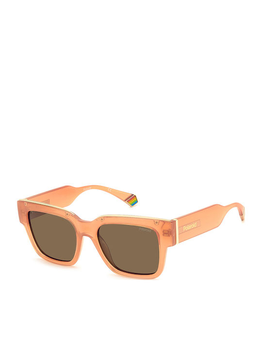 Polaroid Unisex Sunglasses with Orange Plastic Frame and Brown Polarized Lens PLD6198/S 733/SP