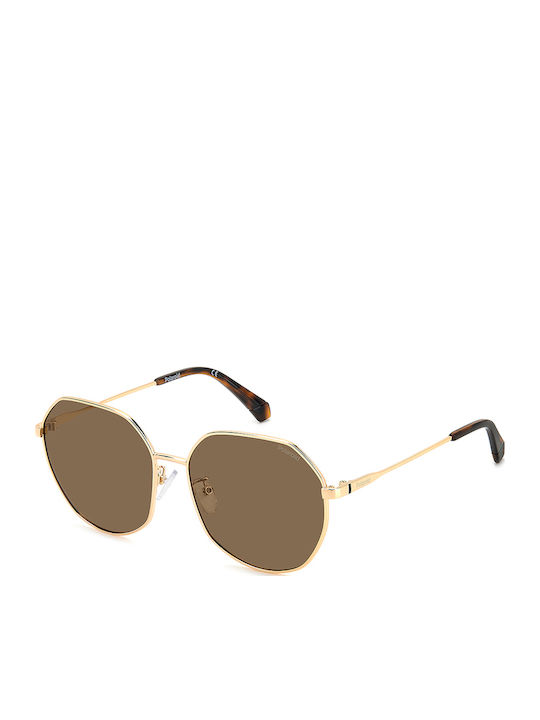 Polaroid Women's Sunglasses with Gold Metal Frame and Brown Polarized Lens PLD4140/G/S/X DDB/SP
