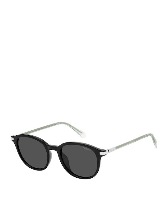 Polaroid Unisex Sunglasses With Black Horn-Rimmed Frame And Grey Polarized Lens PLD4148/G/S/X 807/M9