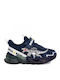 Bull Boys Kids Sneakers Spinosauro Anatomic with Lights Navy Blue